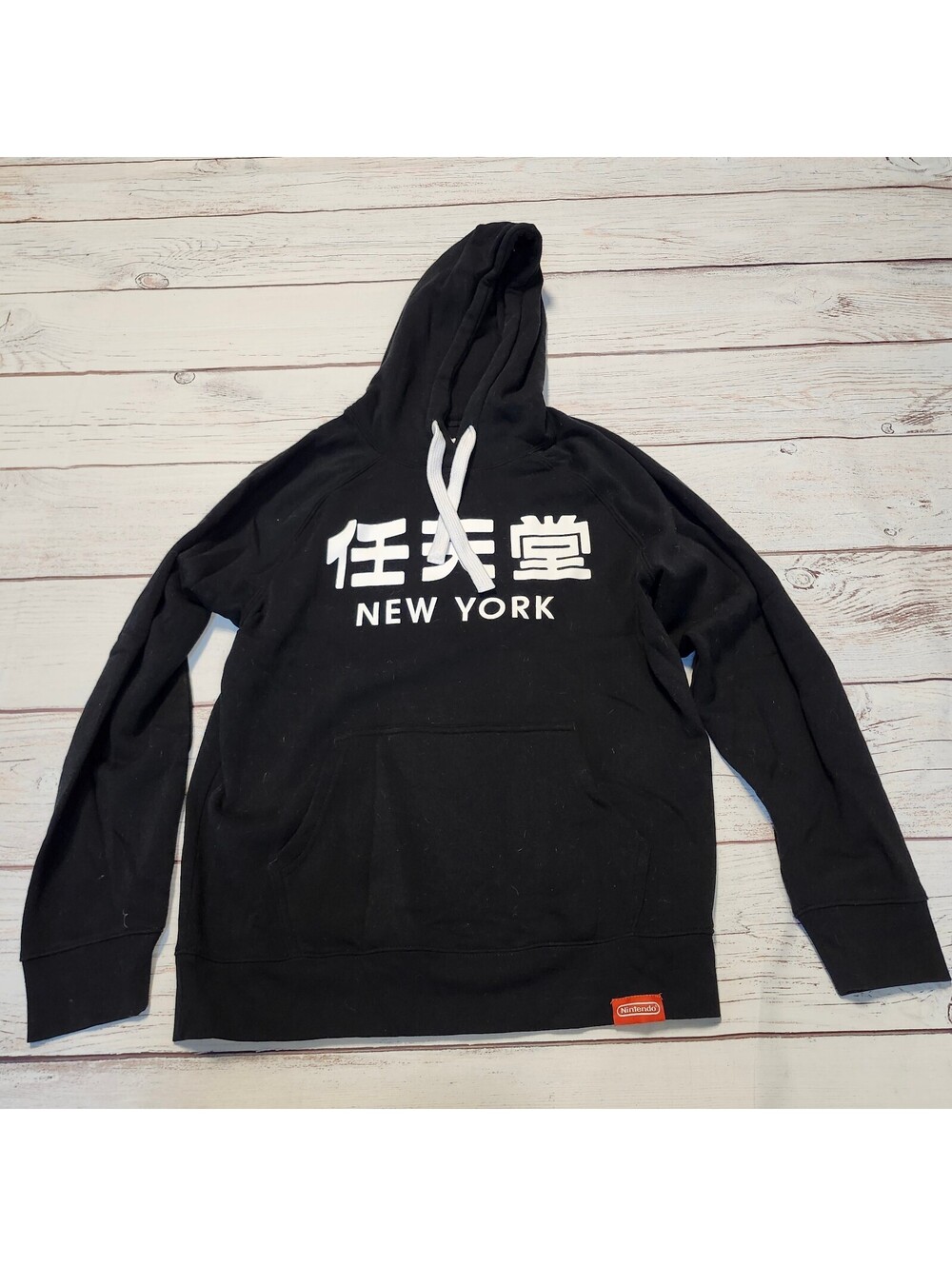 Nintendo New York Black Hoodie with White Logo Medium
